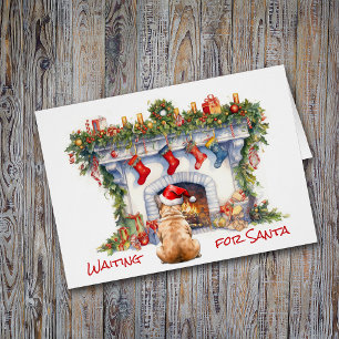 Bulldog francés espera chimenea de Santa Navidad