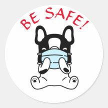 Bulldog FRANCÉS ESTAR SEGURO Pegatina redondo clás