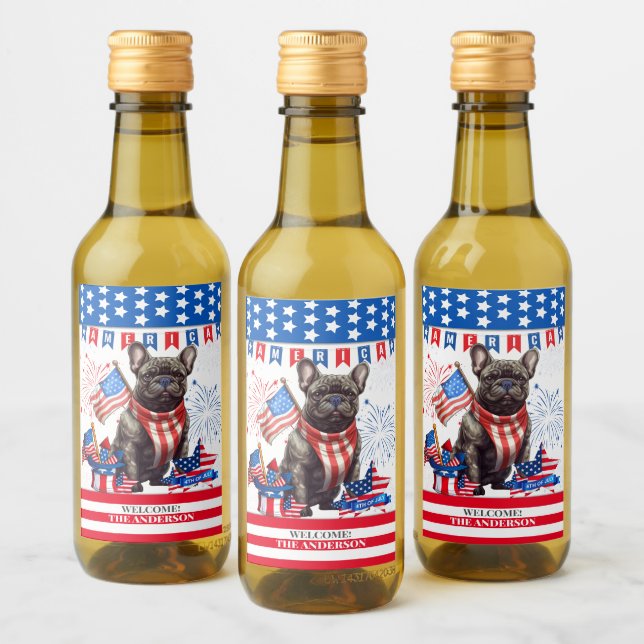 Bulldog Francés Feliz 4 De Julio Patriótico Estado (Botellas)