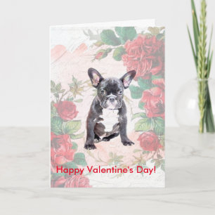 Bulldog francés feliz tarjeta de San Valentín