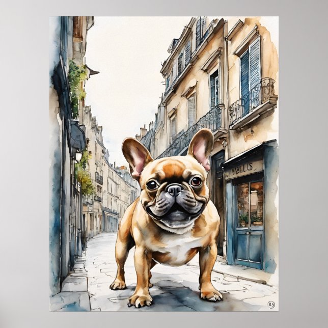 Bulldog francés - Impresión de arte de perro (Frente)