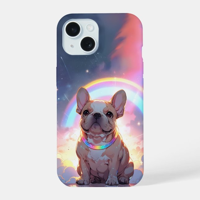 Bulldog francés kawaii nubes del cielo arcoiris (Reverso )