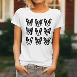 Bulldog francés lindo enfrenta camiseta para amant