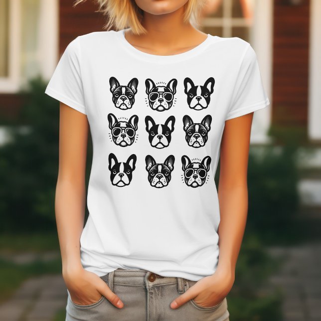 Bulldog francés lindo enfrenta camiseta para amant (Subido por el creador)