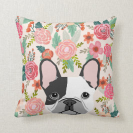 Bulldog francés lindo mascota de almohada floral