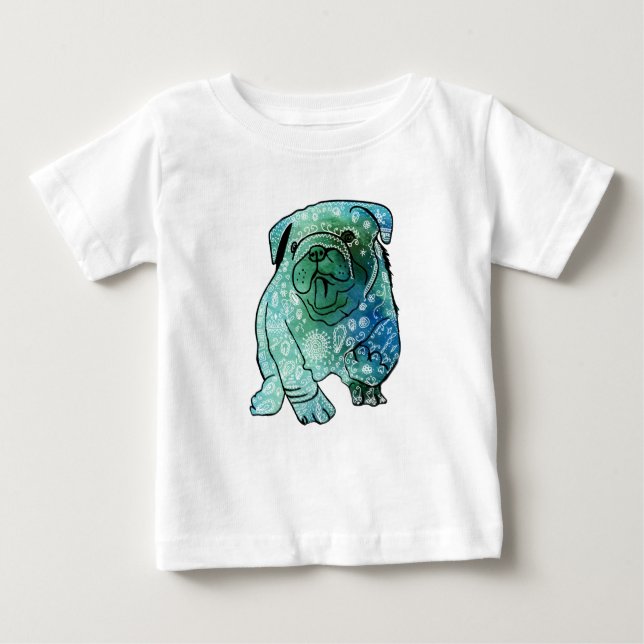 Bulldog francés Mandala Baby Fine Jersey T-Shirt (Anverso)