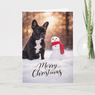 Bulldog Francés Muñeco de Nieve de Navidad