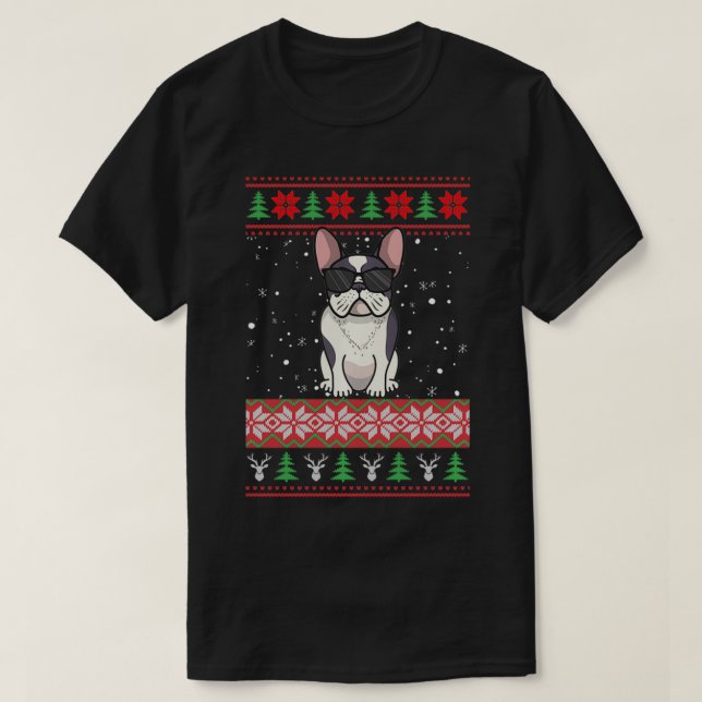 Bulldog francés Navidades feos suéter pullover (Diseño del anverso)