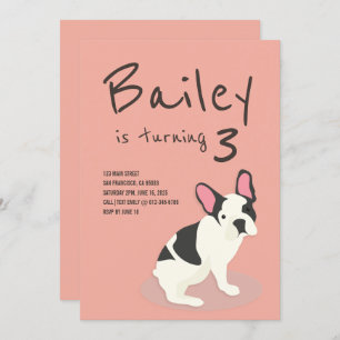 Bulldog francés Perro cachorro Invitación a cumple