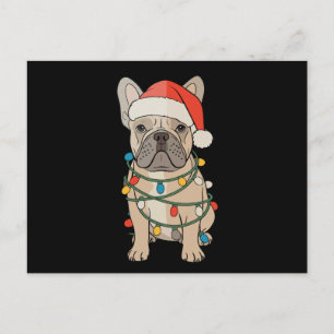 Bulldog Francés Perro Gorro de Santa Feliz Navidad