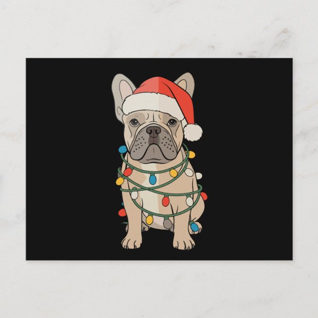 Bulldog Francés Perro Gorro de Santa Feliz Navidad (Anverso)