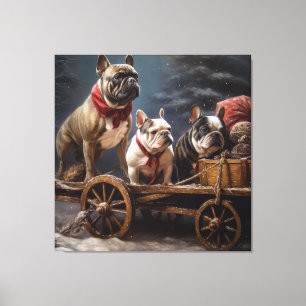Bulldog Francés Snowy Sleigh Decoración de Navidad
