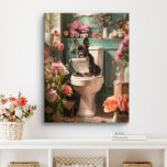 Bulldog francés sobre el inodoro | Baño de arte fr<br><div class="desc">Arte con un Bulldog francés lúdico que disfruta de una pausa en el baño en un baño lleno de hermosas flores. Esta encantadora obra de arte le da un toque de calidez y personalidad a su espacio,  lo que le hace sentir más acogedor y alegre.</div>