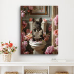 Bulldog francés sobre el inodoro | Baño de arte fr<br><div class="desc">Arte con un Bulldog francés lúdico que disfruta de una pausa en el baño en un baño lleno de hermosas flores. Esta encantadora obra de arte le da un toque de calidez y personalidad a su espacio,  lo que le hace sentir más acogedor y alegre.</div>