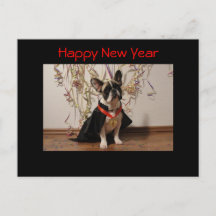 Bulldog francés tarjeta postal “Happy Year New "