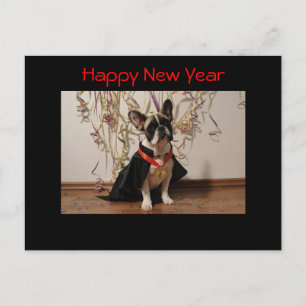 Bulldog francés tarjeta postal “Happy Year New "