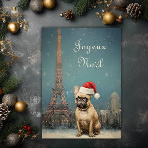 Bulldog Francés Torre Eiffel Navidad Vintage