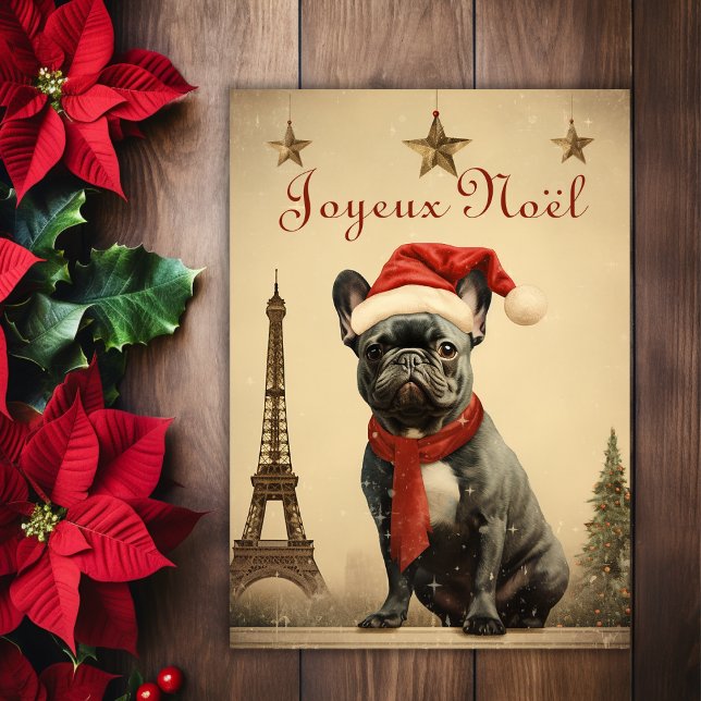Bulldog Francés Vintage Navidad Torre Eiffel (Subido por el creador)