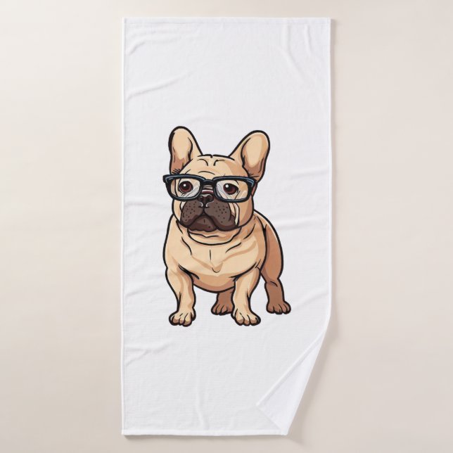 Bulldog francés vistiendo gafas (Toalla de baño)