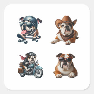Bulldog Funny 4 Pegatinas Pack