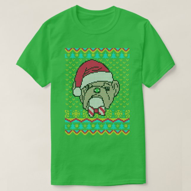 Bulldog inglés antiguo Navidades feos suéter prese (Diseño del anverso)