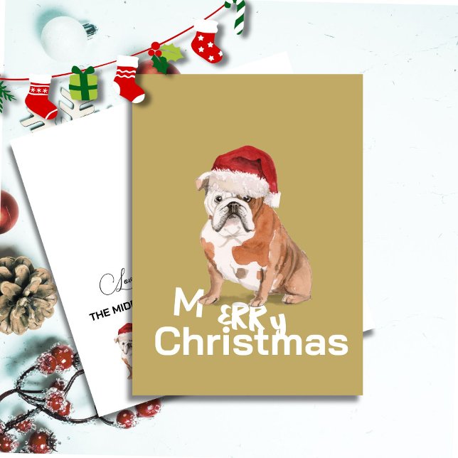 Bulldog inglés lindo en Santa Hat Feliz Navidad (Subido por el creador)