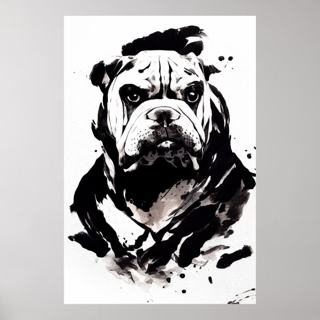 Bulldog inglés Naturaleza salvaje Pincel de arte e (Frente)