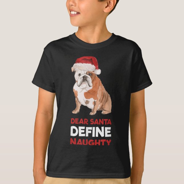 Bulldog inglés Navidades Camisa Querido Santa Defi (Anverso)