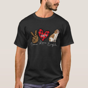 Bulldog inglés puso una camiseta de amor lindo per