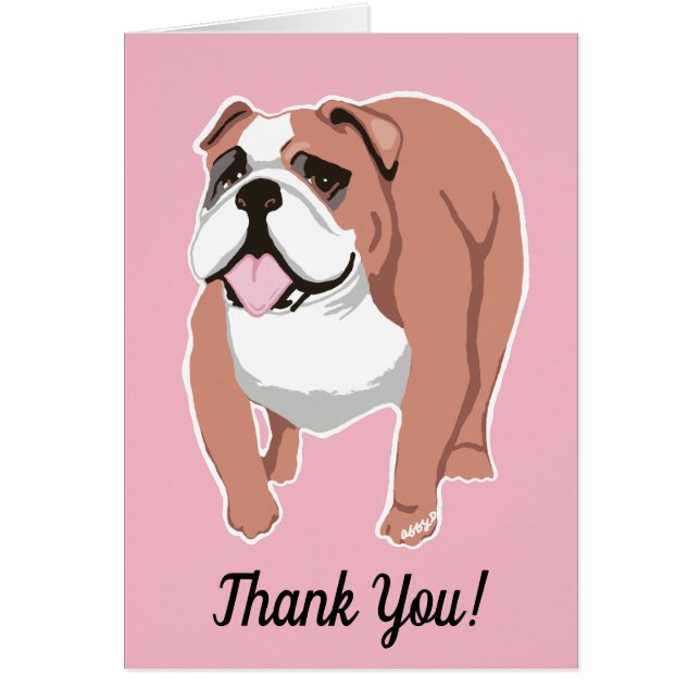 Bulldog inglés Rosa Gracias Tarjeta De Saludo (Frente)
