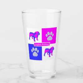 Bulldog inglés Siluette Dog & Paw Pink / Blue