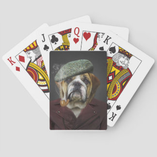bulldog jugando cartas