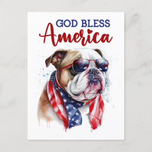Bulldog Patriótico, Dios Bendiga América Tarjeta P
