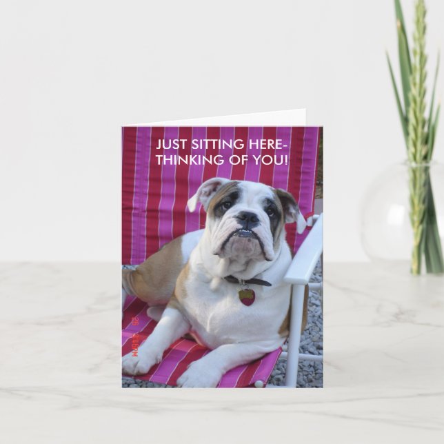 ¡bulldog PENSANDO EN TI TARJETA EN BLANCO! (Anverso)