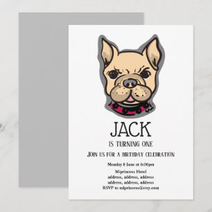 Bulldog, perro, invitación de cumpleaños del masco