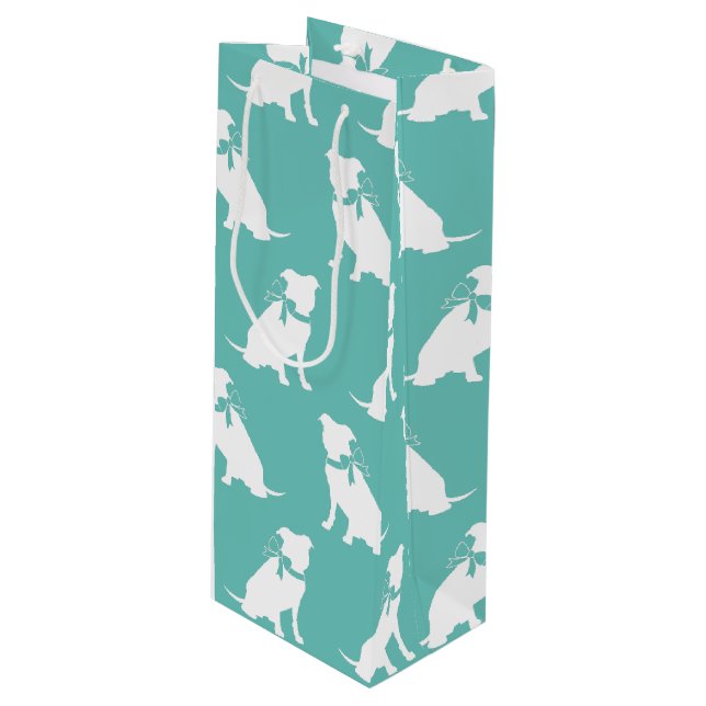 Bulldog Pit Puppy Pitbull Bolsa de regalo de vino (Angulo Anverso)