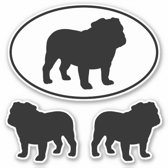 Bulldog Silhouettes Guay Dog Vinyl Pegatina Set (Anverso)