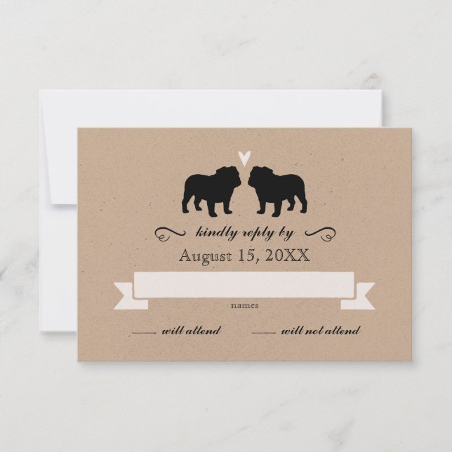 Bulldog Silhouettes Wedding RSVP Responder (Anverso)
