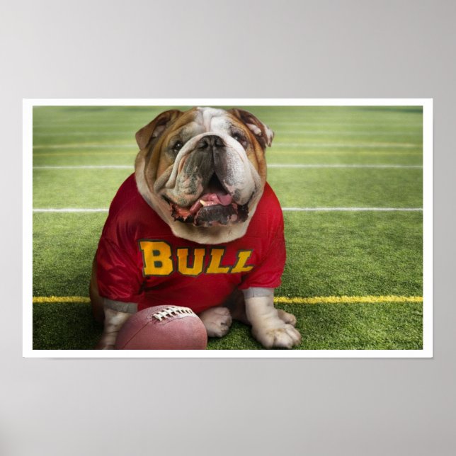 Bulldog Tiempo de Fútbol Poster de impresión de ar (Frente)