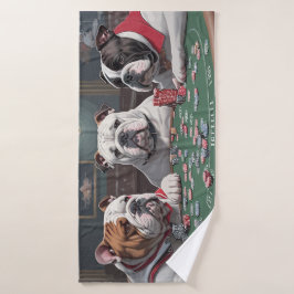 Bulldogs playing poker Serviette de bain