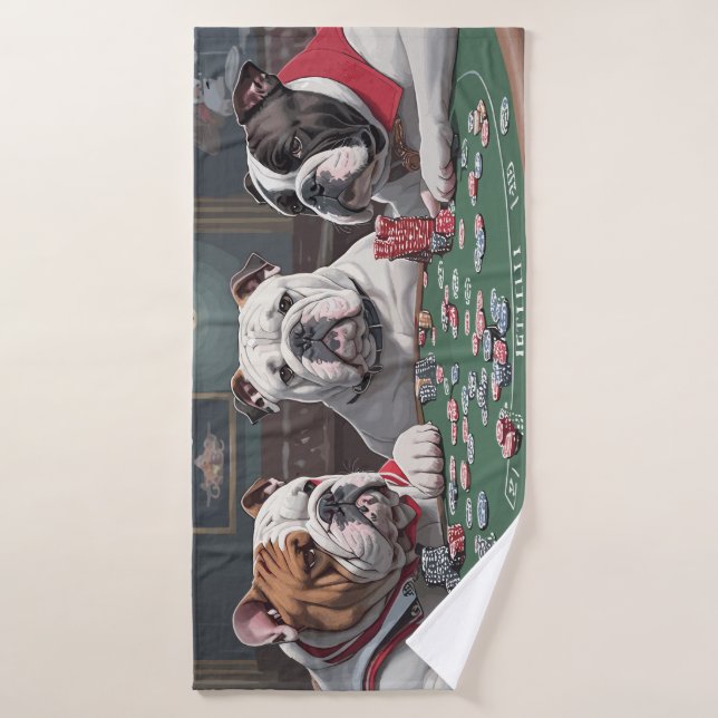 Bulldogs playing poker Serviette de bain (Toalla de baño)