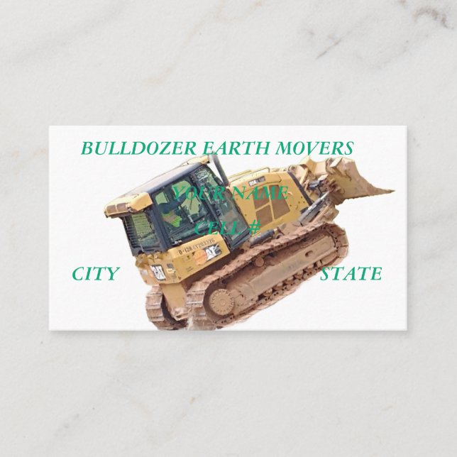 Bulldozer Earth Mover tarjeta de visita (Anverso)