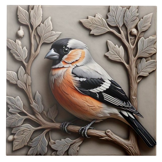 Bullfinch - Azulejos Cerámicos De Arte Y Artesanía (Frente)