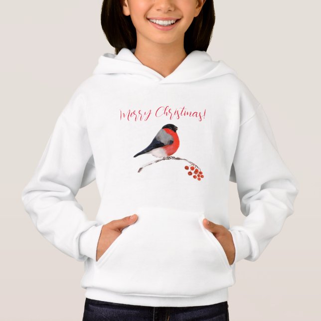 Bullfinch y bayas rojas, Camiseta de navidad (Anverso)