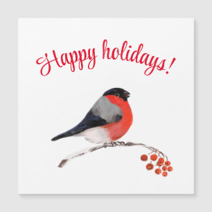 Bullfinch y bayas rojas, ¡Felices vacaciones!