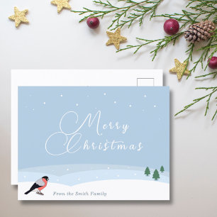 Bullfinch y Snowley Paisaje Tarjeta navideña Merry