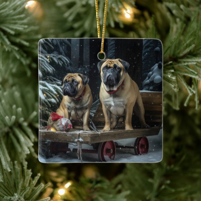 Bullmastiff Decoración de Navidades Snowy Sleigh (Árbol)