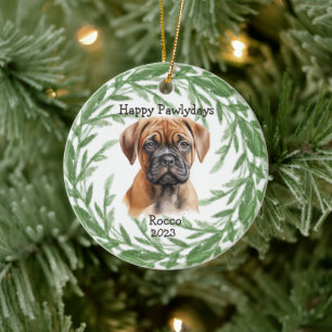 Bullmastiff Monograma Mascota Ornamento de Navidad