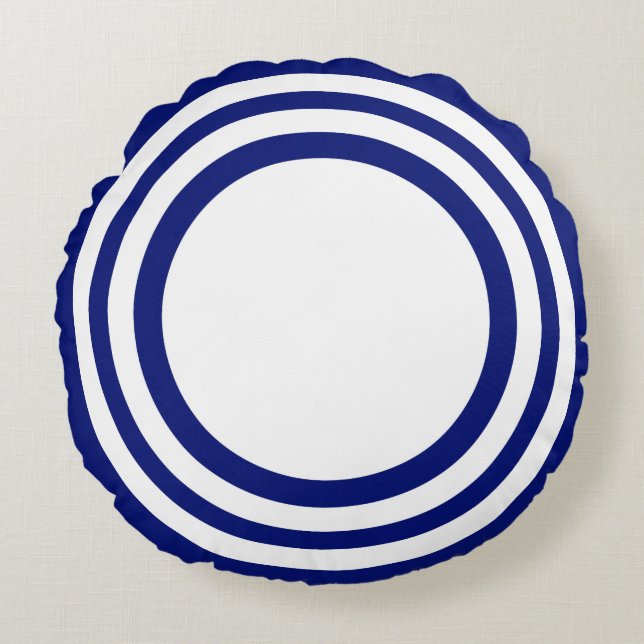 Bullseye objetivo, almohada redonda azul-blanca (Anverso)