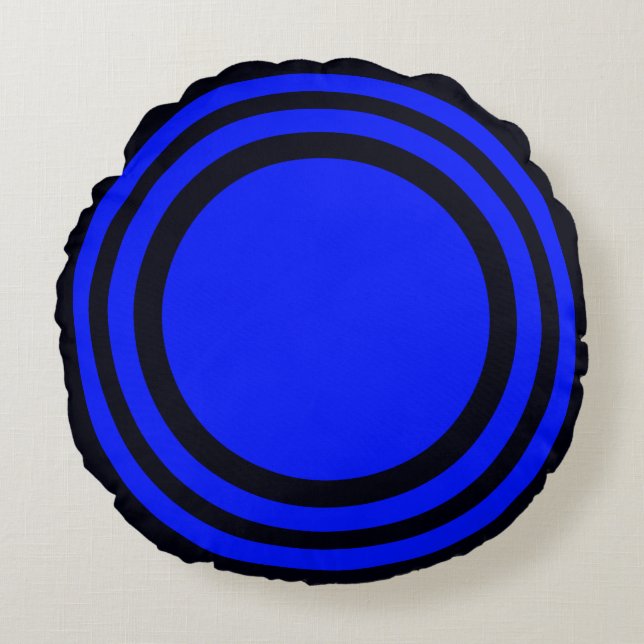 Bullseye objetivo, almohada redonda azul-negra (Anverso)